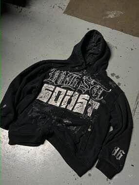 Dyse One Zip Up Hoodie Size L Black Graphic Streetwear